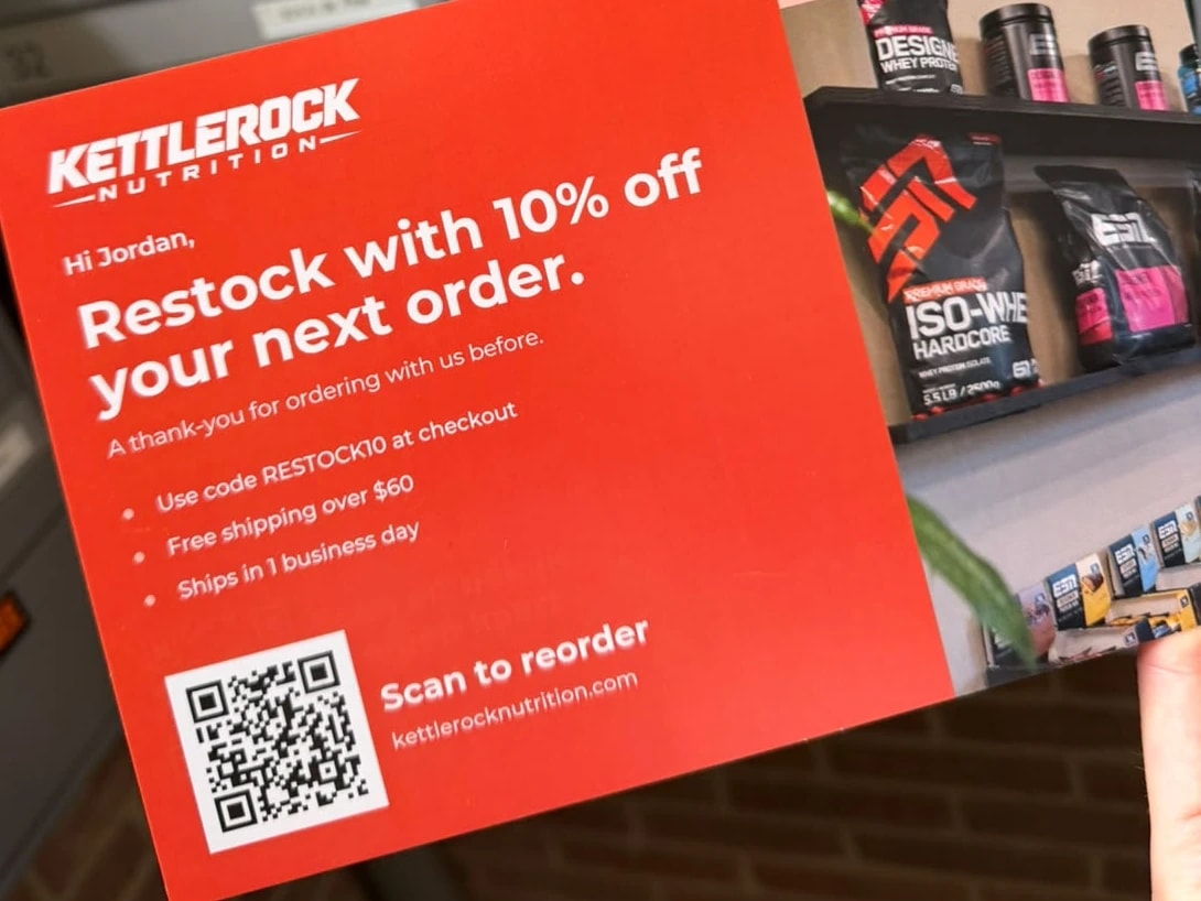 KettleRock Nutrition restock postcard