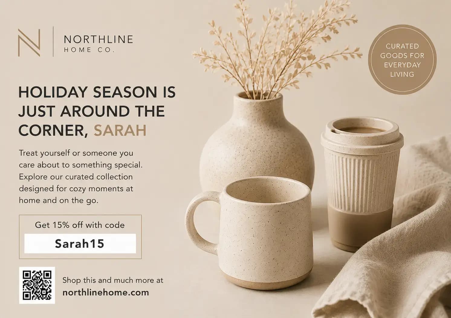 Northline Home personalized holiday postcard design